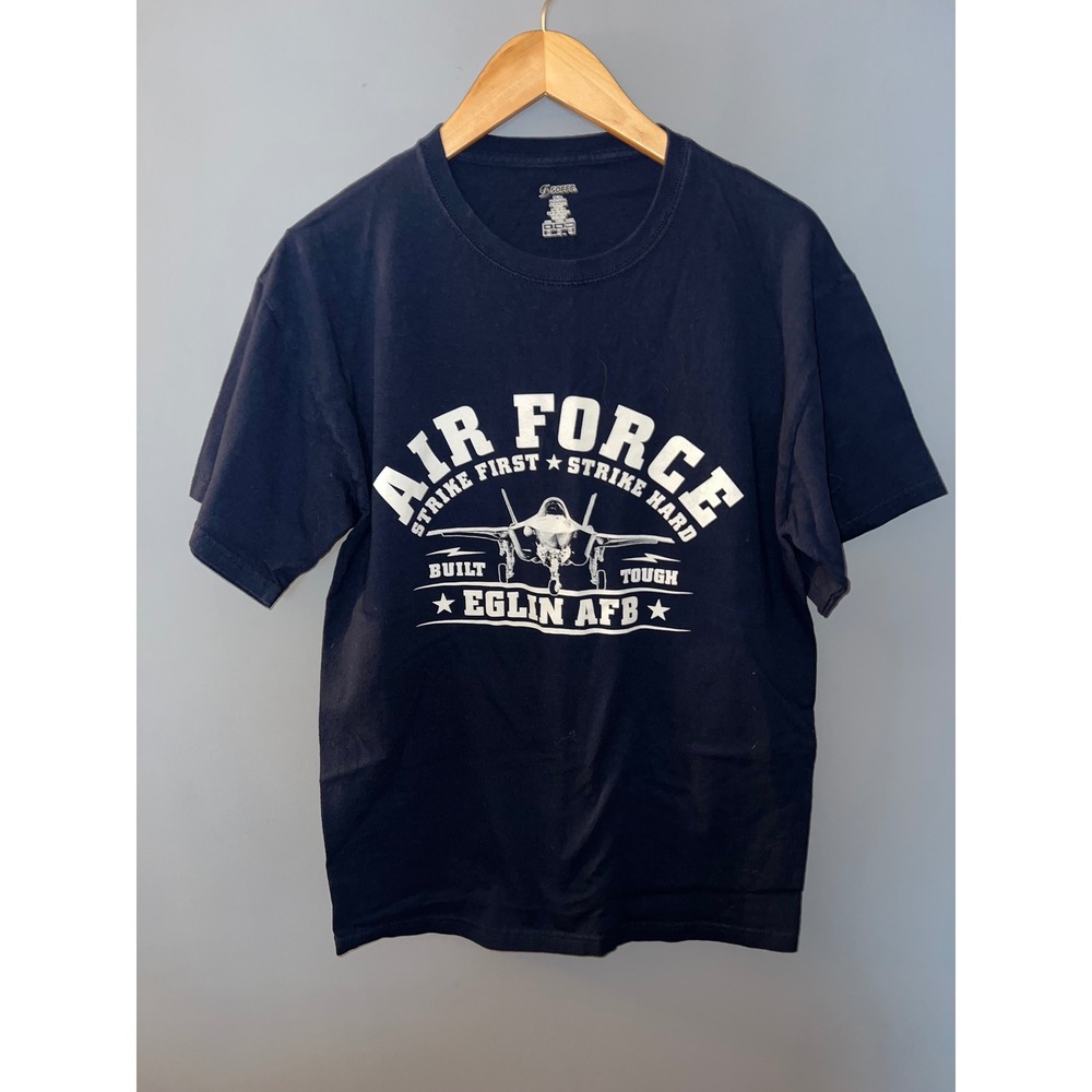 Soffe Mens Air Force Eglin AFB Graphic T-Shirt Navy Blue Size Medium